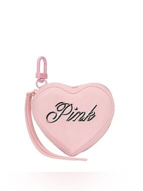 PINK VICTORIAS SECRET HEART POUCH KEYCHAIN CHARM IN PINK